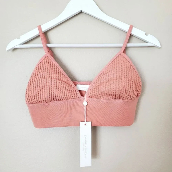 Jonathan Simkhai Juliette Chai Pink Waffle Bralette Size Small - Picture 3 of 8